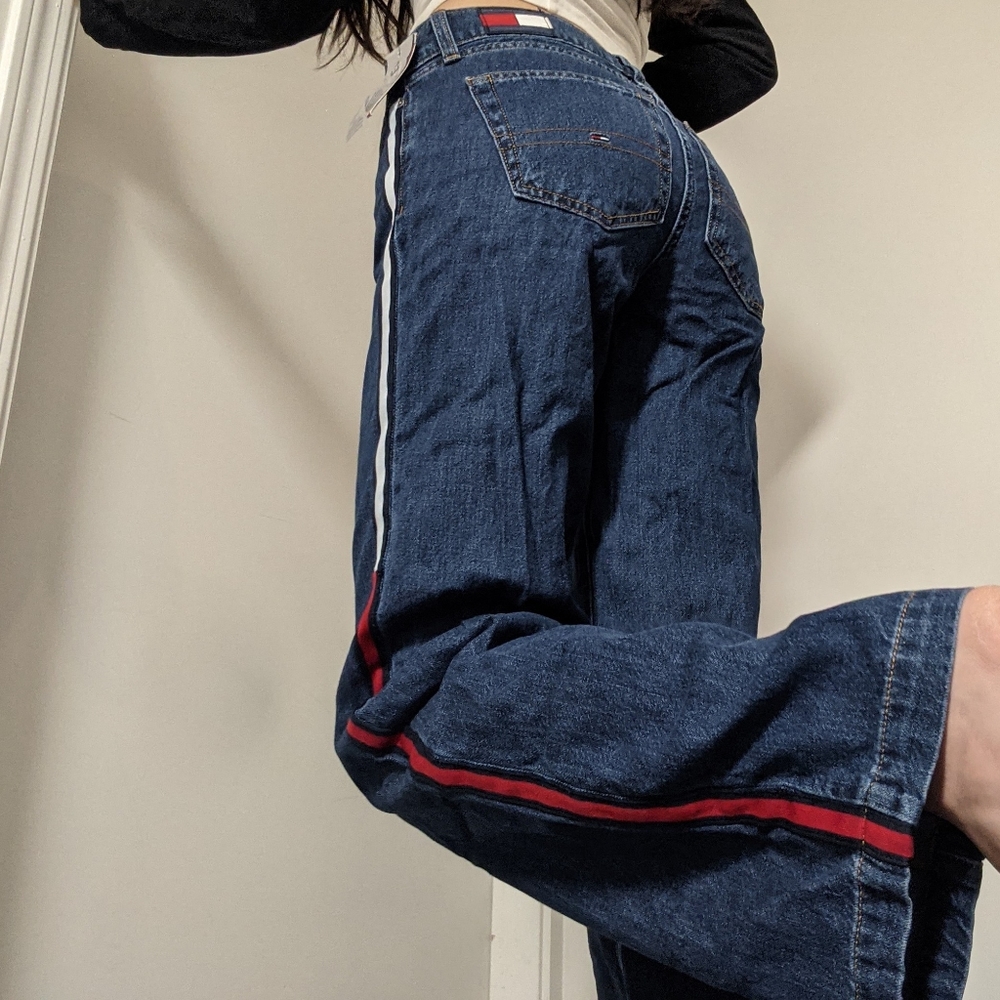 Tommy Hilfiger Wide Leg Logo Jeans New